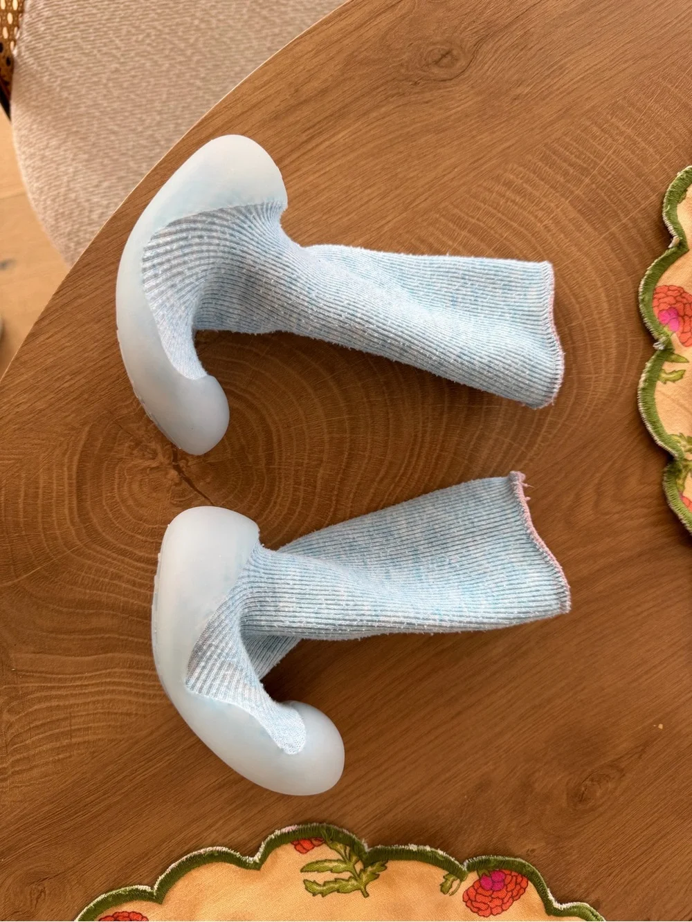 Light Blue baby rubber bottom shoe-socks